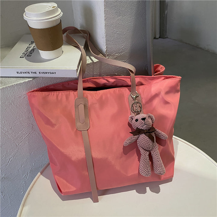Charming Plush Bear Keychain Tote Bag