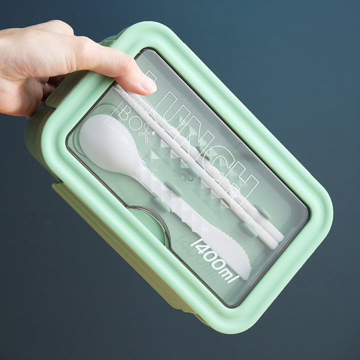 Multi-Compartment Food Storage Lunch Box with Interactive Phone Holder