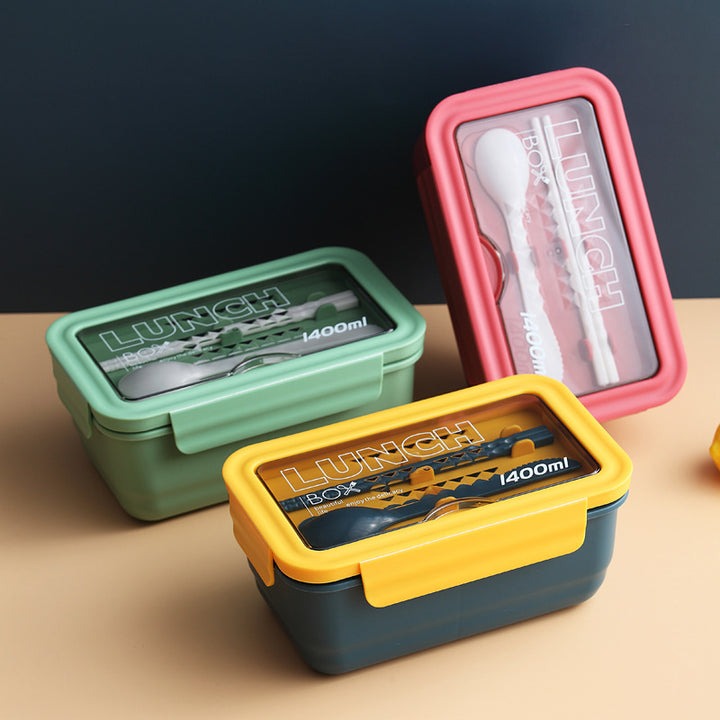 Multi-Compartment Food Storage Lunch Box with Interactive Phone Holder