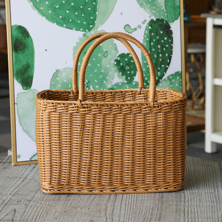 Unisex Handwoven Shopping Basket with Two Handles Kalsten