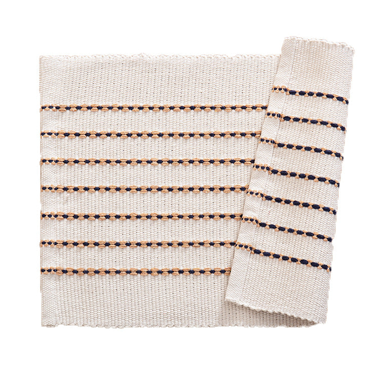 Rectangular woven placemats in fine striped textured design made of cotton blend