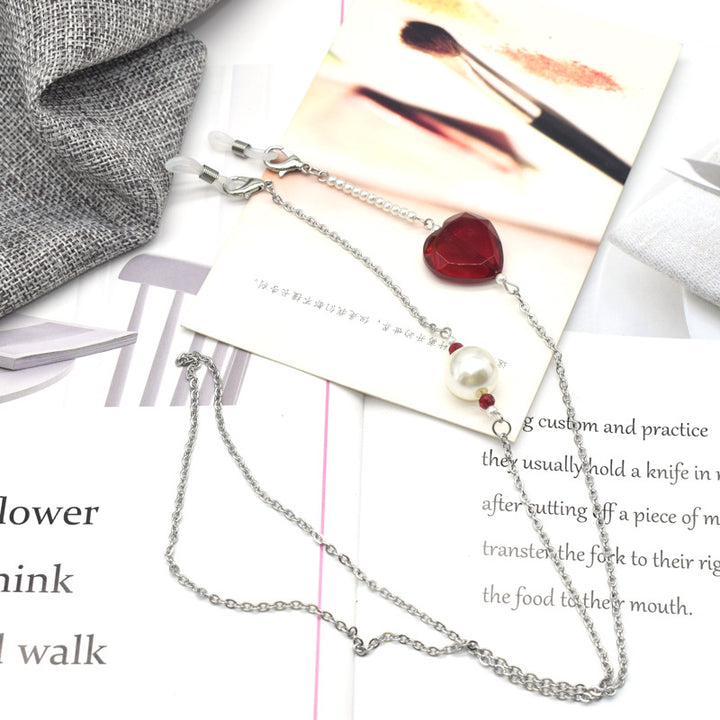 Elegant Heart-Shaped Pendant Eyewear Chain Kalsten