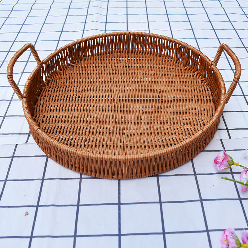 Round Wicker Serving Tray Kalsten