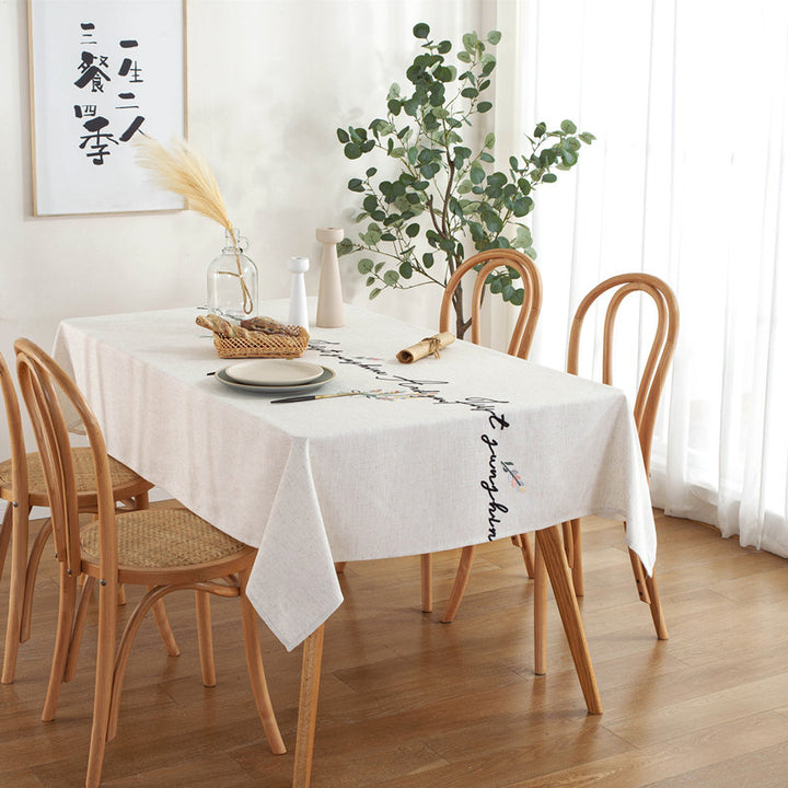Embroidered Script Tablecloth