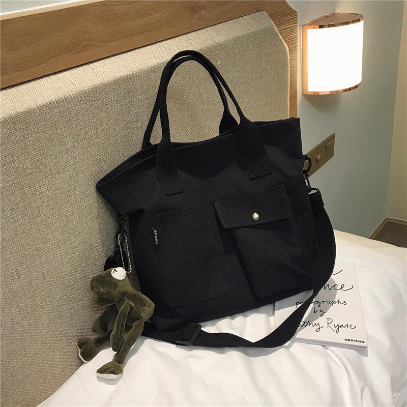 Versatile Tote Bag with Decorative Plush Keychain