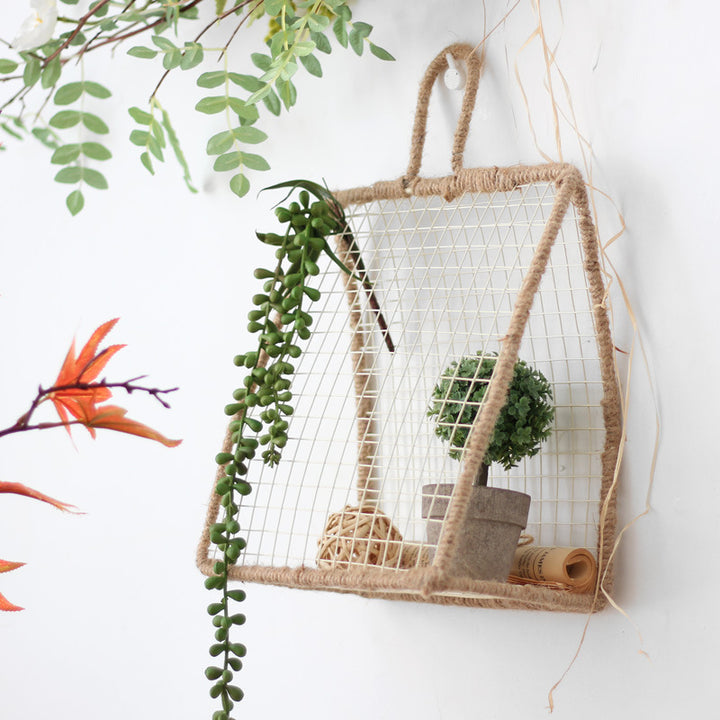 Decorative plant holder made of wire and natural fiber Kalsten