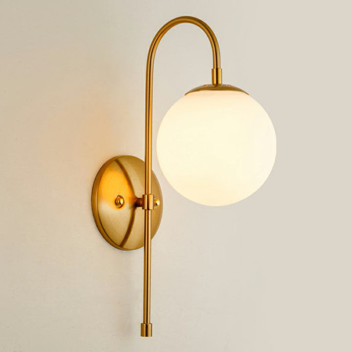 Gooseneck Restaurant Wall Lighting Ideas Metal 1-Light Minimalist Wall Sconce with Ball Glass Shade | Kalsten