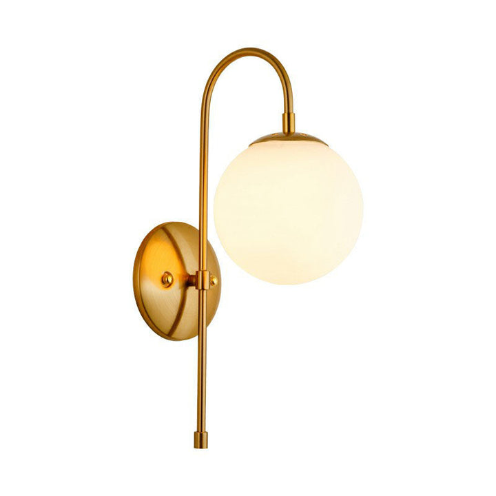 Gooseneck Restaurant Wall Lighting Ideas Metal 1-Light Minimalist Wall Sconce with Ball Glass Shade | Kalsten