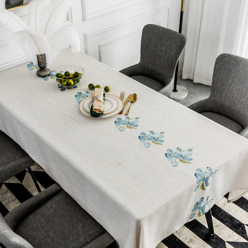 Elegant Floral Embroidered Table Cloth