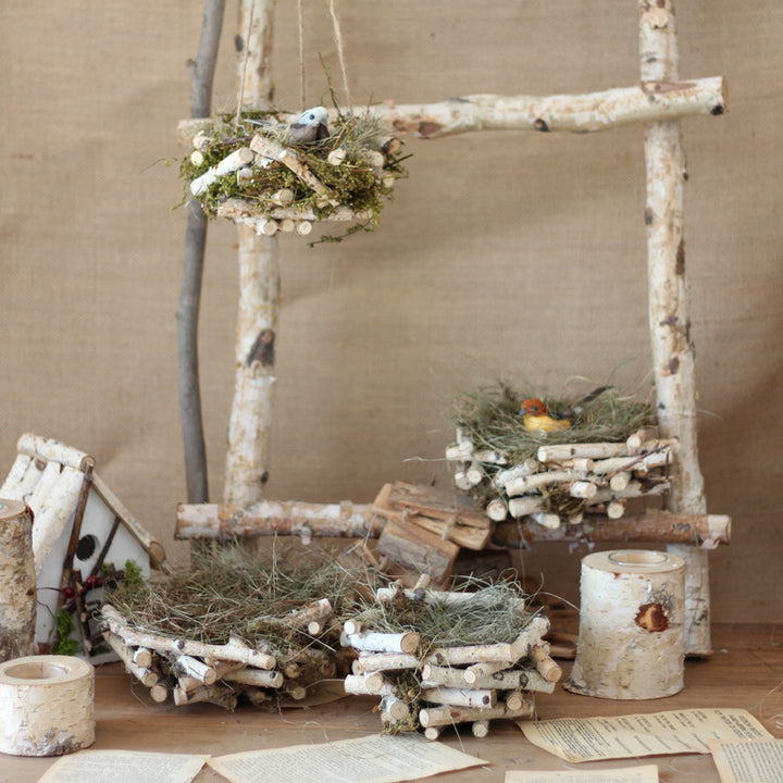 Decorative natural basket made of birch wood Kalsten