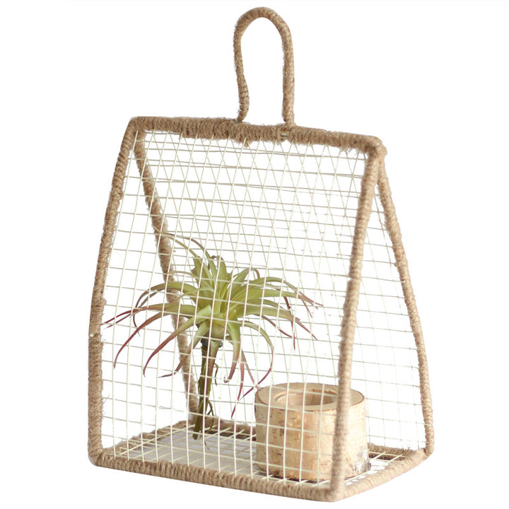 Decorative plant holder made of wire and natural fiber Kalsten