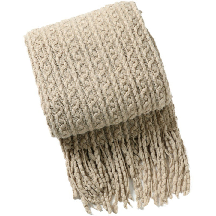 Cozy Textured Fringe Throw Blanket