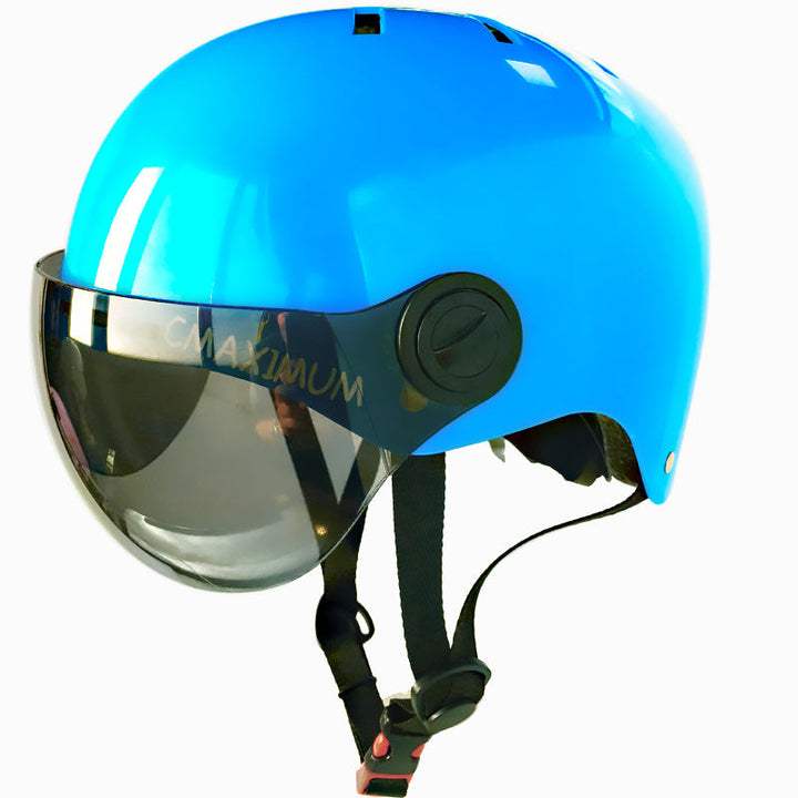 urban bicycle helmet with integrated tinted visor and adjustable chin strap Kalsten