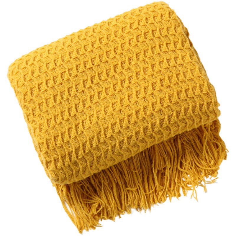 Women Luxurious Knit Blanket with Fringes Kalsten