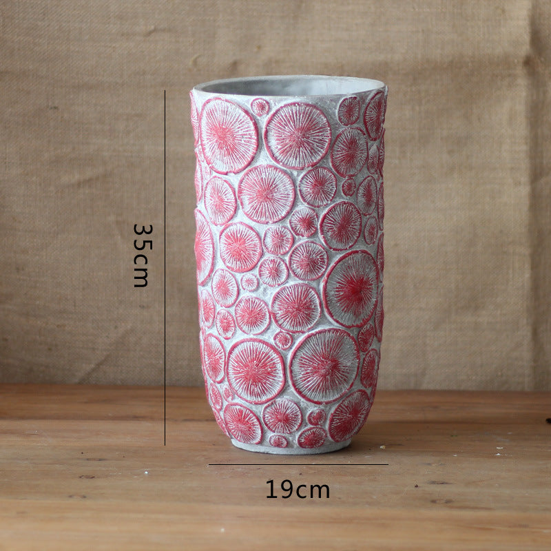 Decorative flower vase made of ceramic with relief structure Kalsten