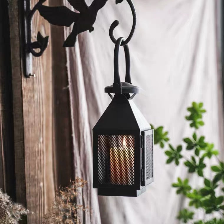Decorative Mesh Metal Candle Lantern Trio with Hinged Door and Carry Handle Kalsten