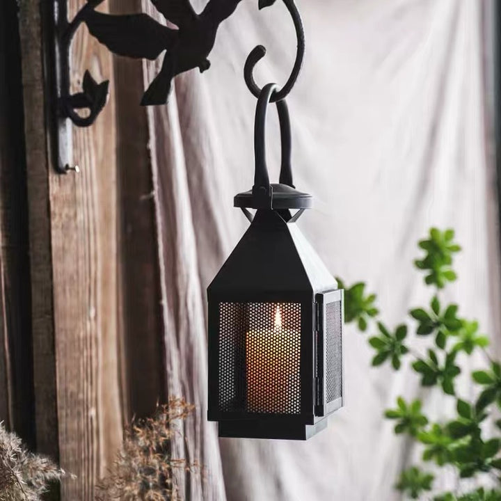 Decorative Mesh Metal Candle Lantern Trio with Hinged Door and Carry Handle Kalsten