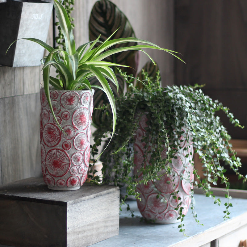Decorative flower vase made of ceramic with relief structure Kalsten
