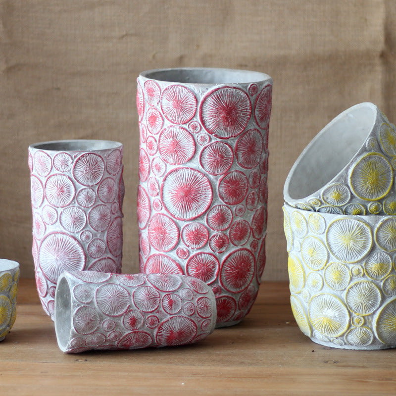 Decorative flower vase made of ceramic with relief structure Kalsten