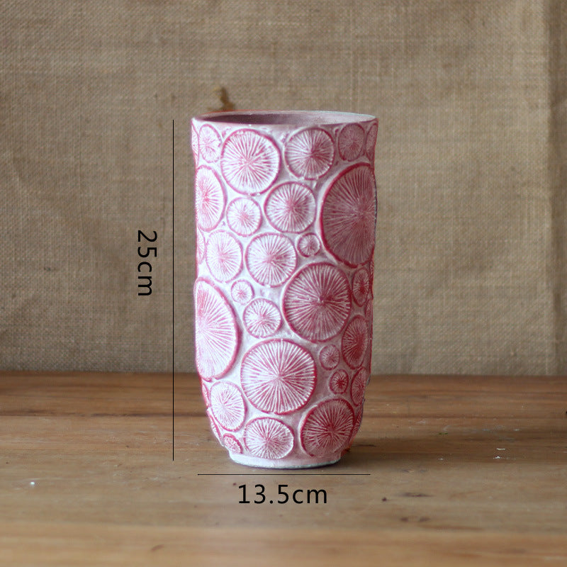 Decorative flower vase made of ceramic with relief structure Kalsten