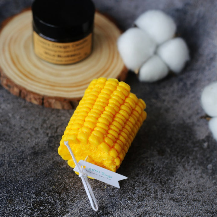 Novelty Corn-On-The-Cob Hand-Poured Soy Wax Decorative Candle with Cotton Wick