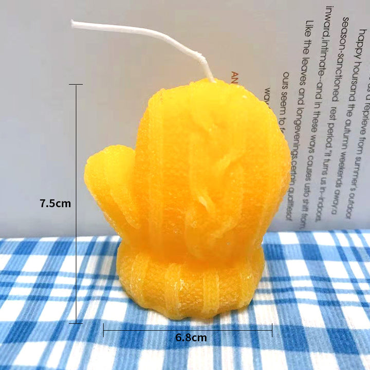 Hand-Poured Mini Cactus Sculptural Wax Candle Tabletop Accent