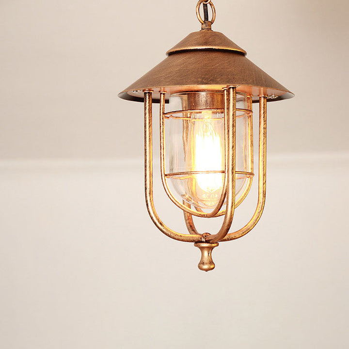 Industrial Vintage Aluminum Cage Glass 1-Light Outdoor Waterproof Pendant Light | Kalsten