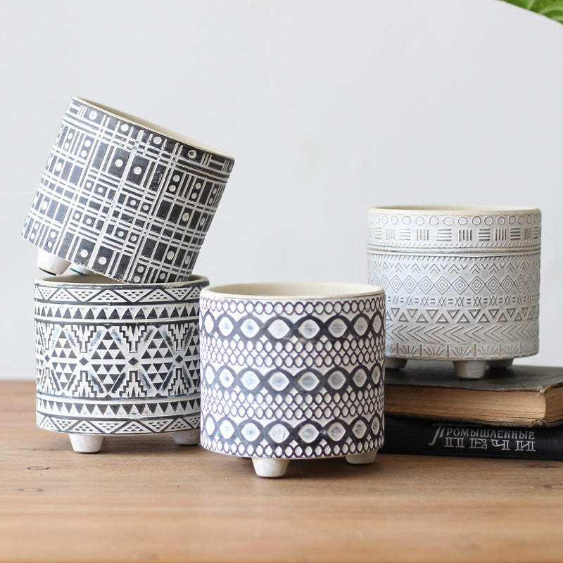 Decorative flower pot with elegant pattern Kalsten
