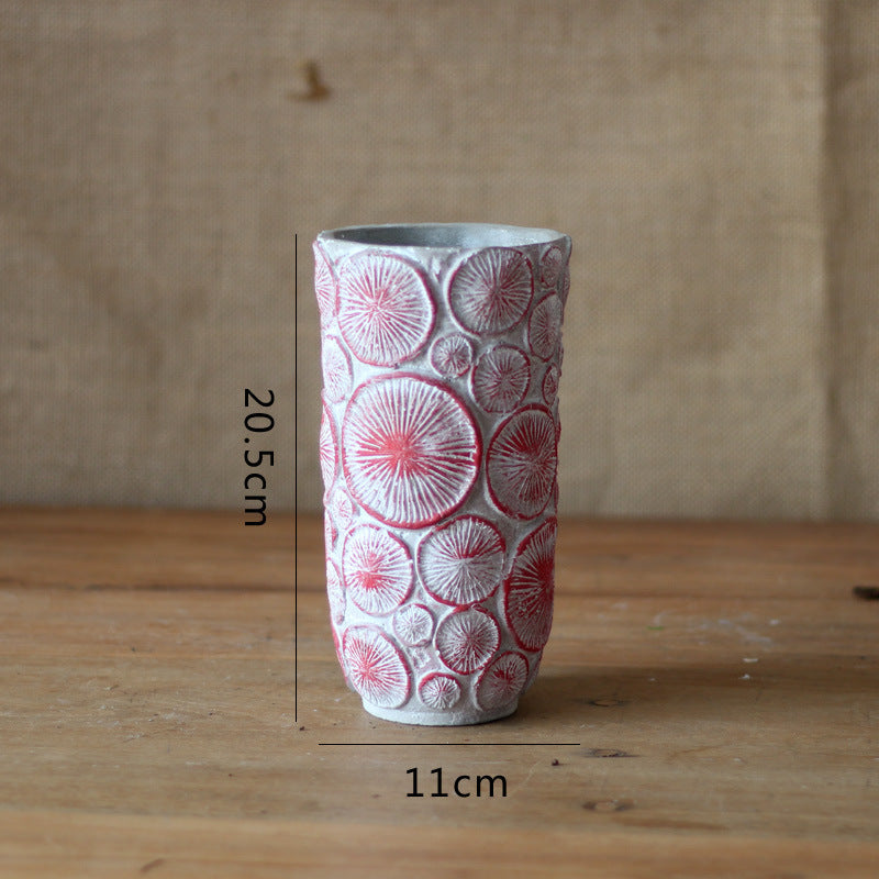 Decorative flower vase made of ceramic with relief structure Kalsten