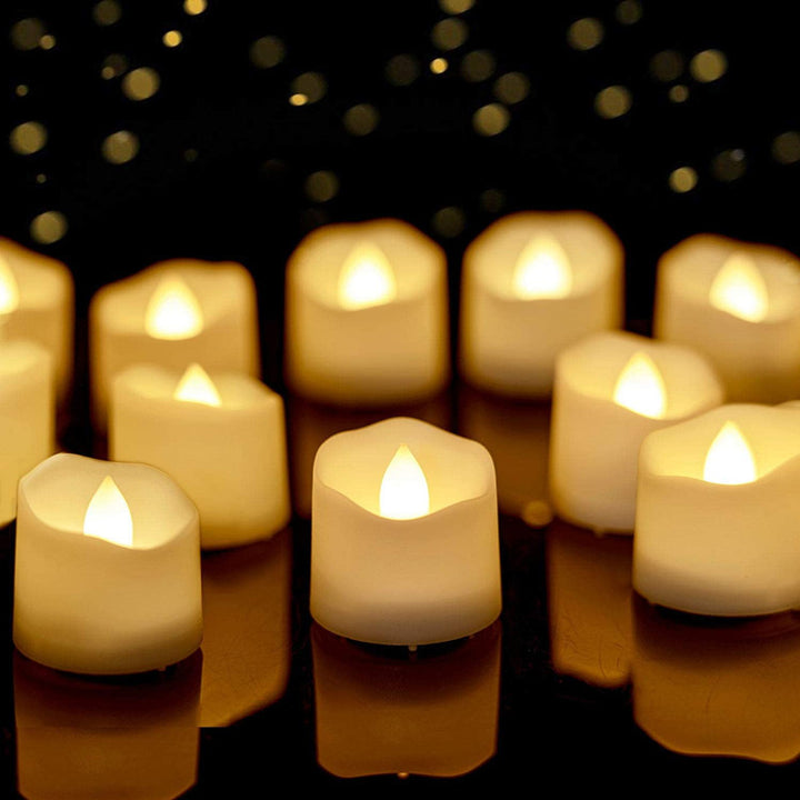 Battery-Powered Wax-Like Flicker Tealight Candle Set Kalsten