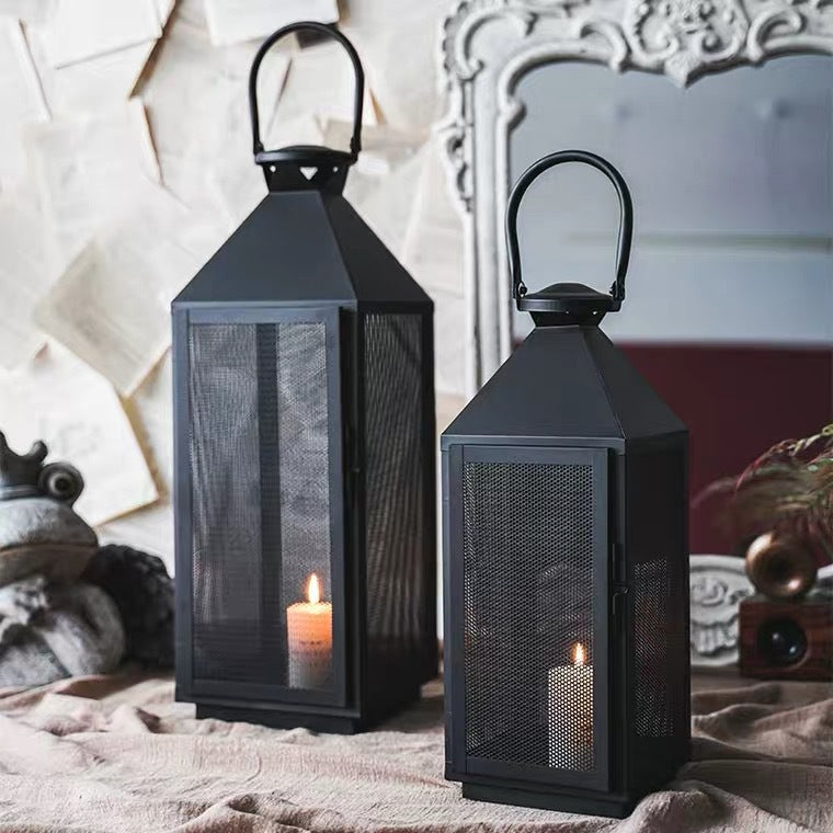 Decorative Mesh Metal Candle Lantern Trio with Hinged Door and Carry Handle Kalsten