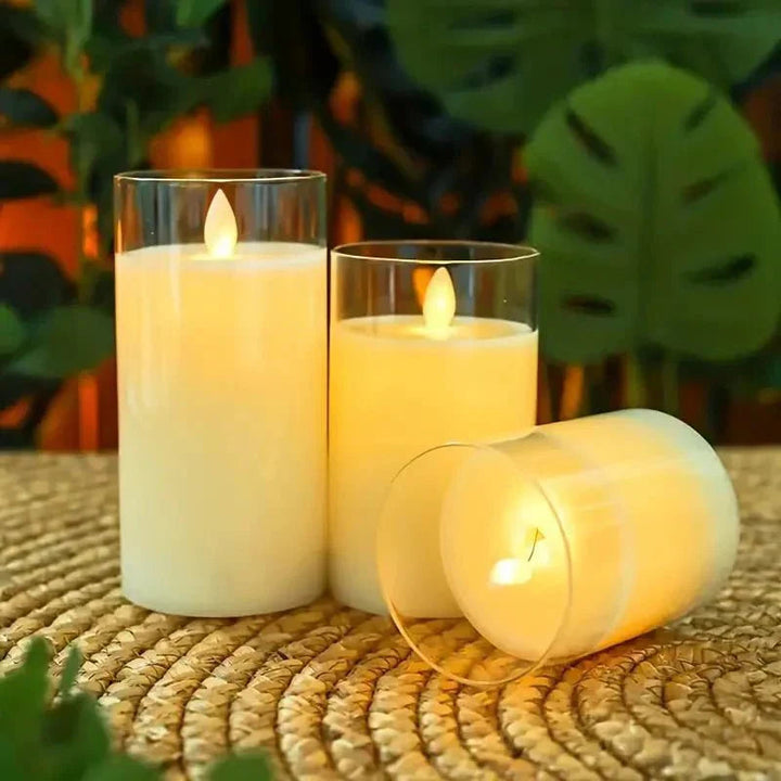 LED candle with remote control & timer in glass design | Kalsten