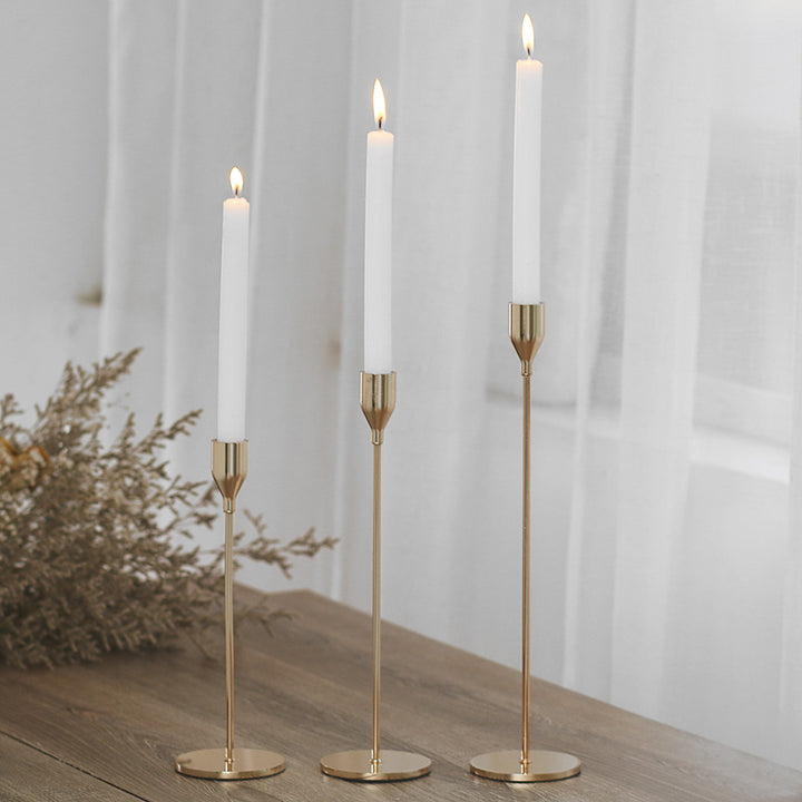Slim Sculptural Metal Taper Candleholder Set for Tablescape Centerpieces Kalsten