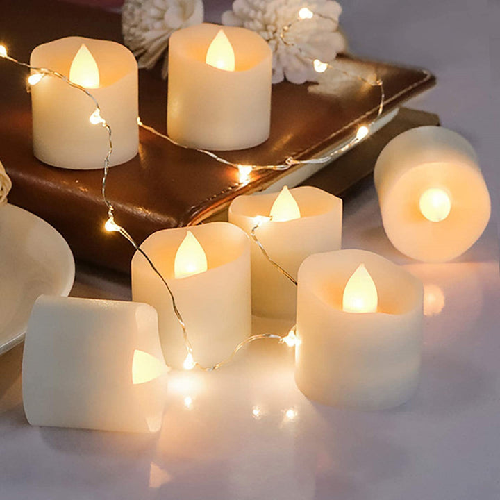 Battery-Powered Wax-Like Flicker Tealight Candle Set Kalsten