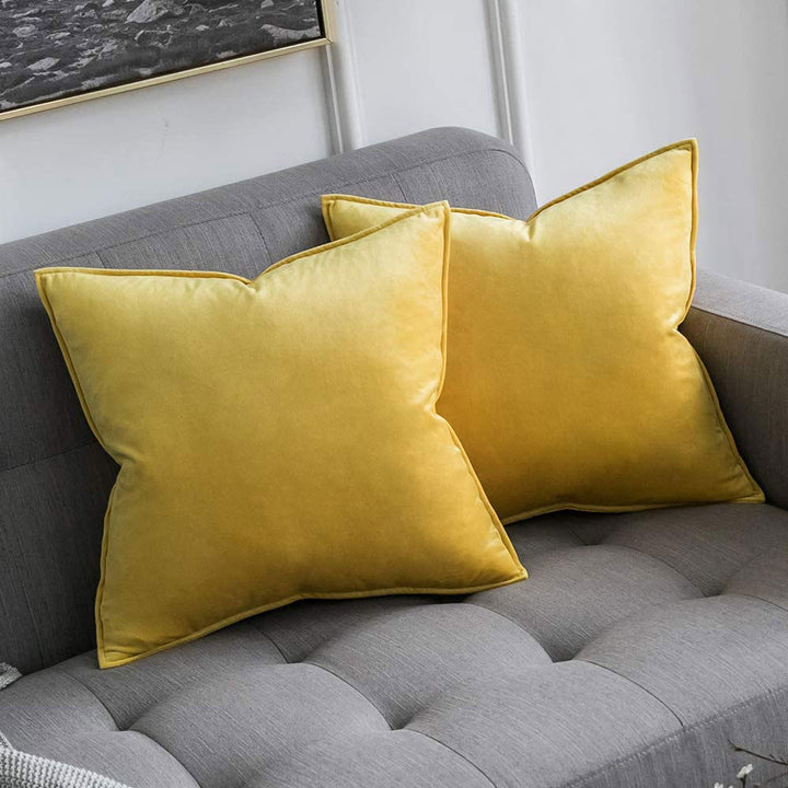 Plush Velvet Square Throw Pillow Set with Hidden Zipper and Down-Alternative Insert