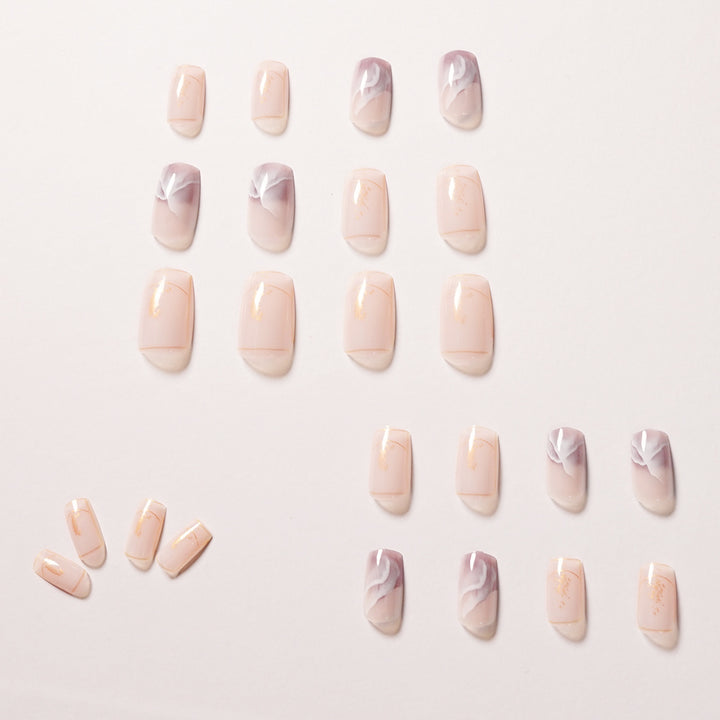 Elegant artificial nails with flower and glitter pattern Kalsten