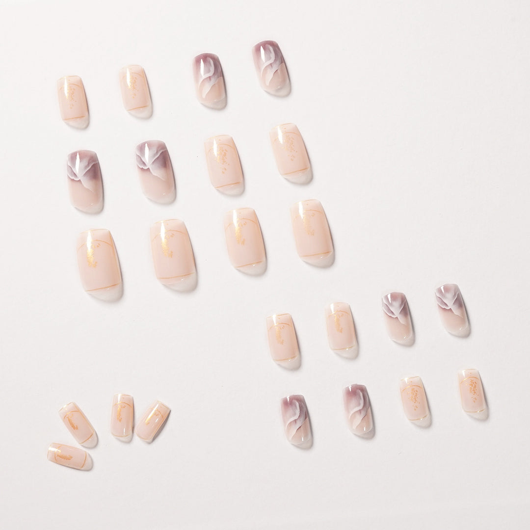 Elegant artificial nails with flower and glitter pattern Kalsten