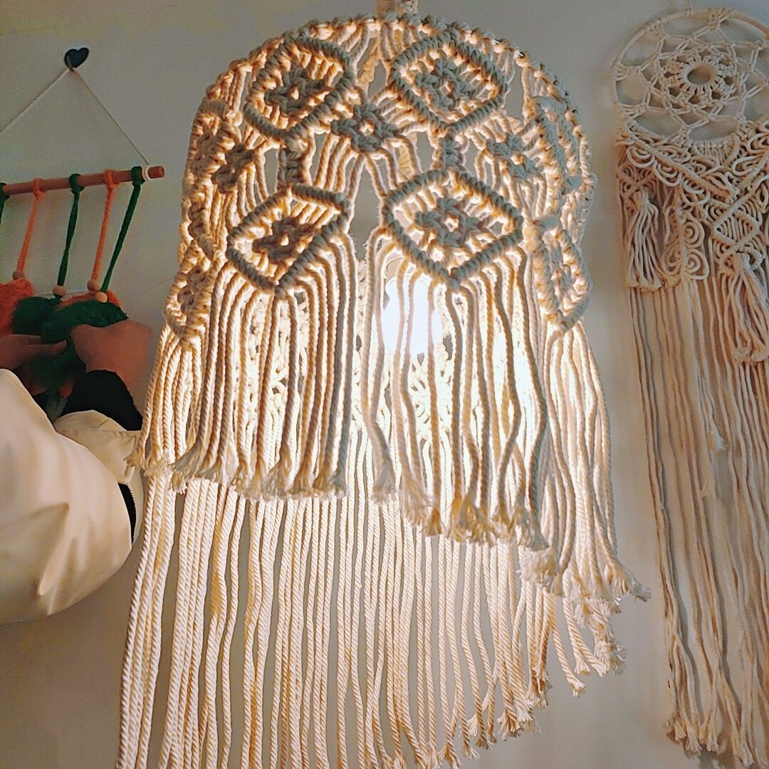 Macrame Hanging Lamp Shade Kalsten