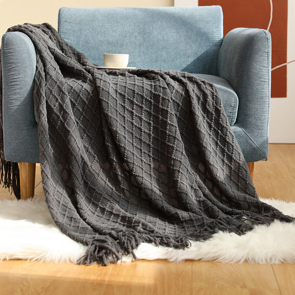 Decorative Fringe Knit Throw