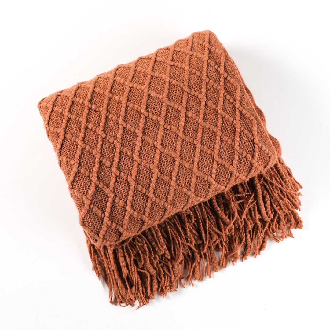 Decorative Fringe Knit Throw