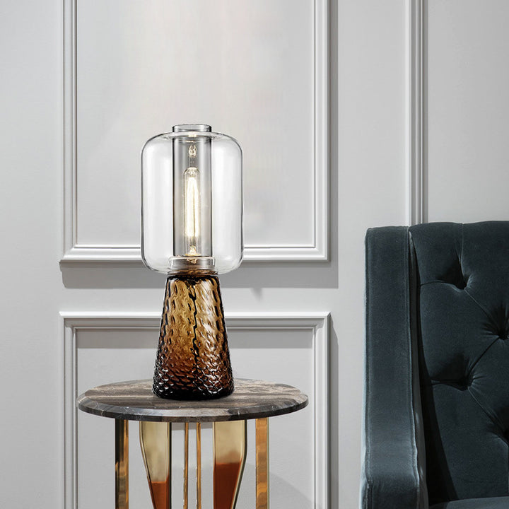 Artistic Glass Table Lamp with Unique Textured Base