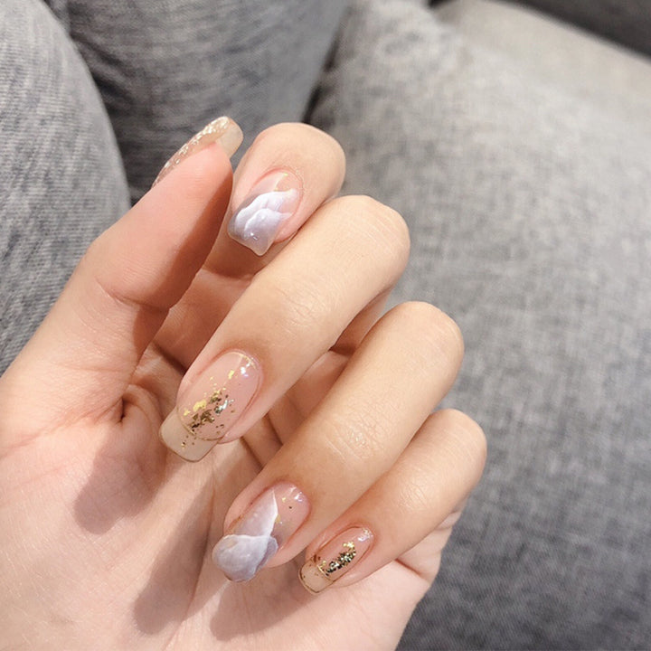 Elegant artificial nails with flower and glitter pattern Kalsten