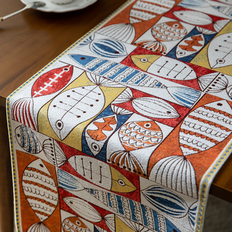 Artistic Fish Design Table Runner
