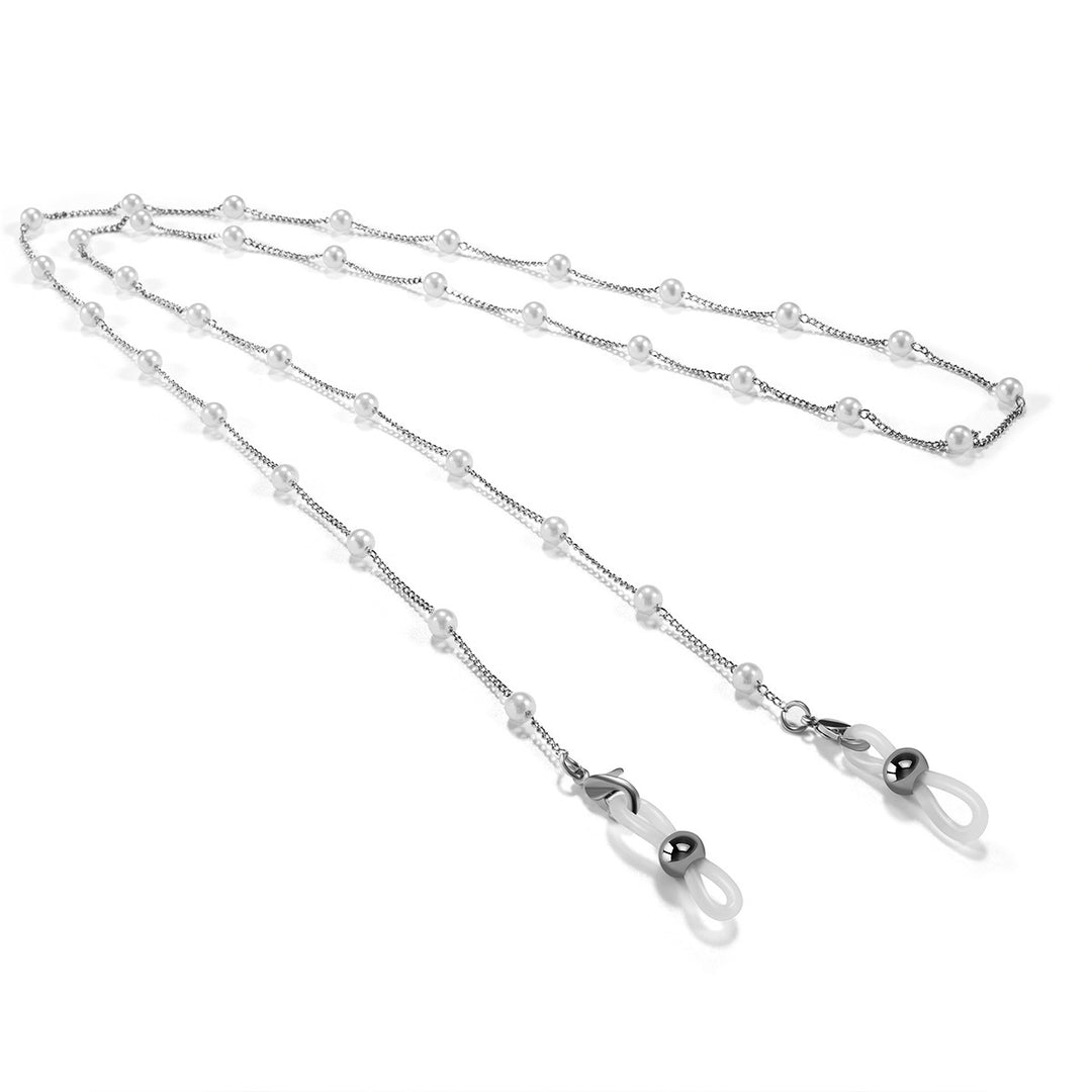 Elegant glasses holder chain with pearls and stainless steel details Kalsten