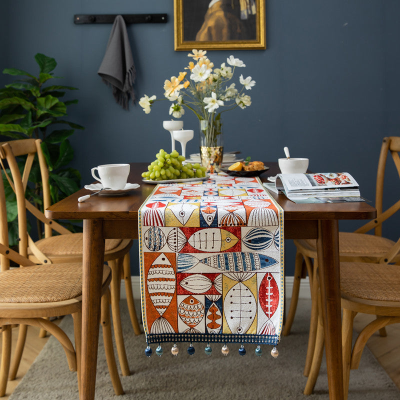 Artistic Fish Design Table Runner