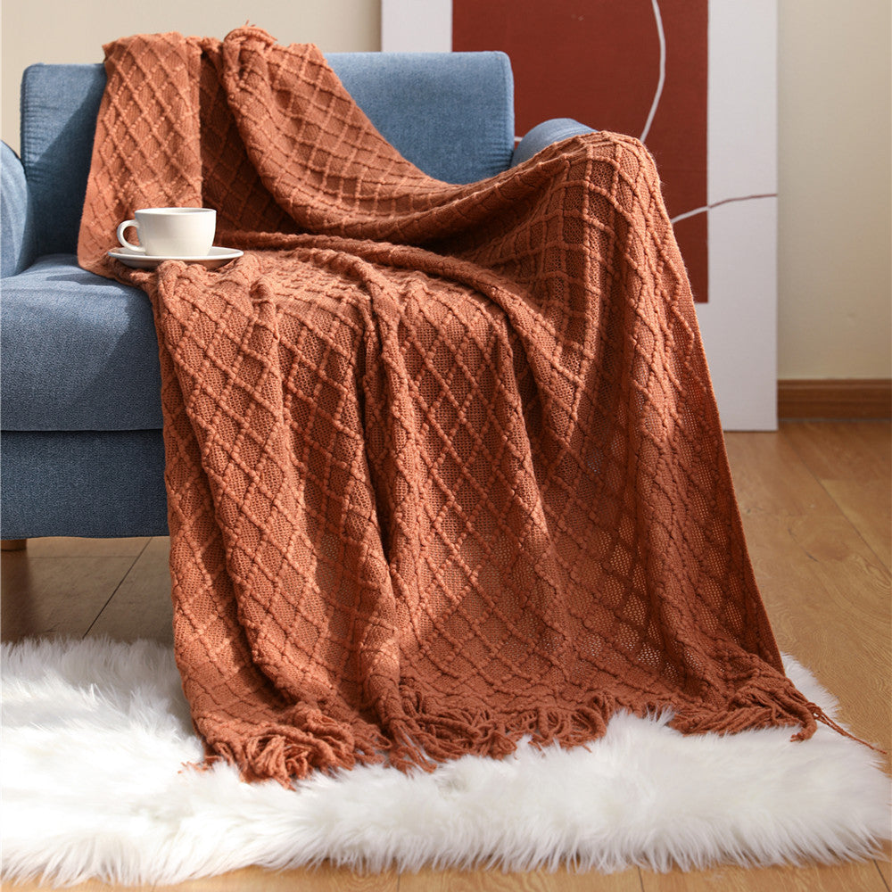 Decorative Fringe Knit Throw