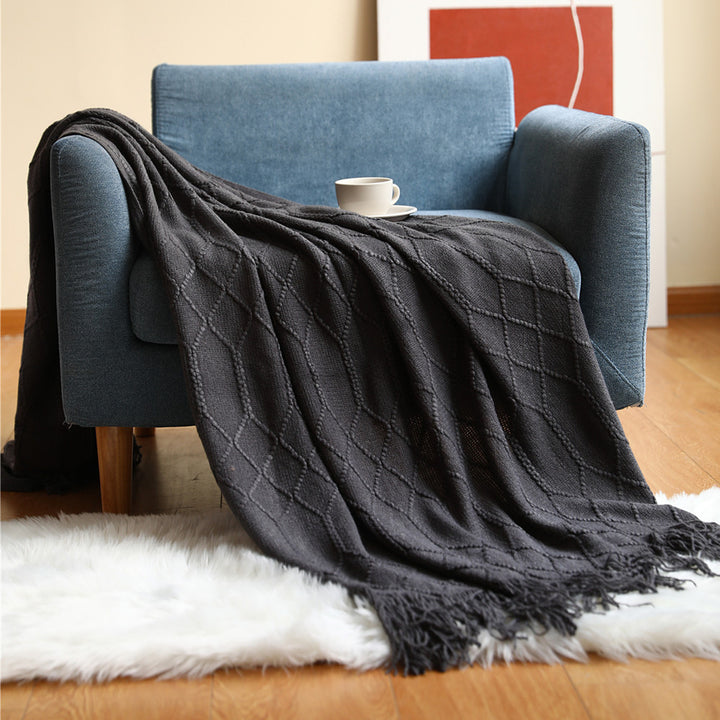 Textured Knitted Throw Blanket