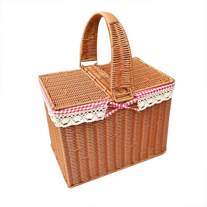 Handcrafted Rattan Picnic Basket with Lid Kalsten
