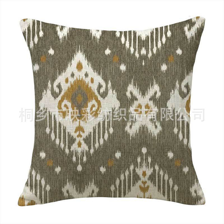 Ikat-Print Square Decorative Throw Pillow Cover with Hidden Zipper