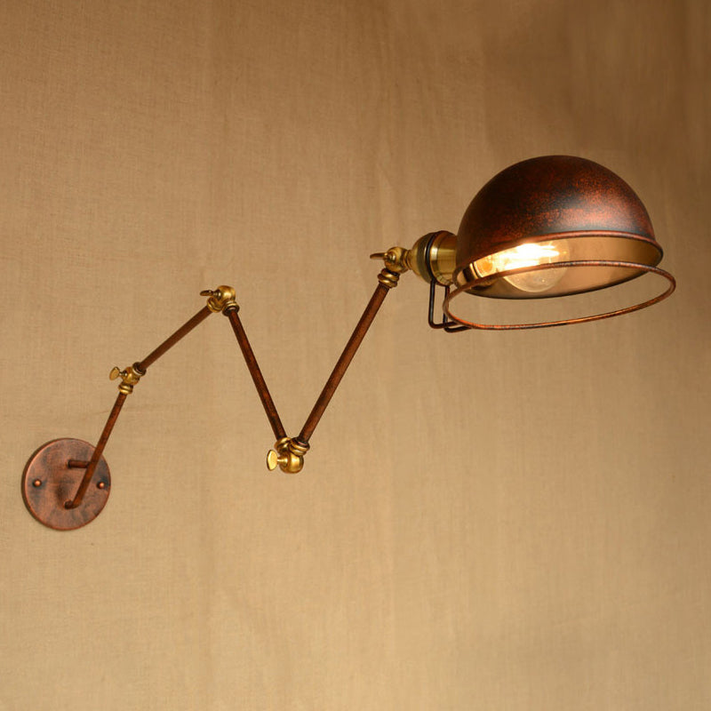 Kalsten | Vintage Industrial Bowl Wall Lamp 1 Light Iron Wall Lamp with Rotatable Arm in Black/Metal